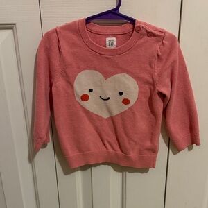 GAP Pink Heart Knit Sweater